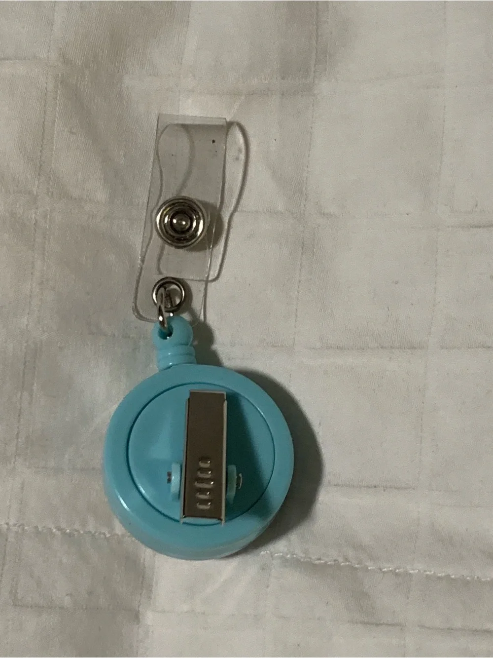 Blue Floral Badge Reel with Rhinestones